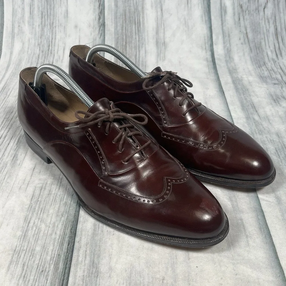 Bally Italy Marcel Leather Derby Lace Up Dress Oxford Burgundy Men Shoe US 11.5D